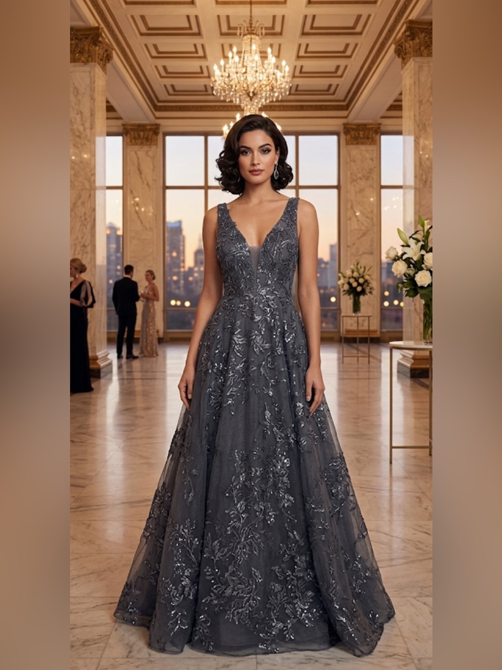 Aidan Mattox sleeveless fit and flare special occasion floral ball gown